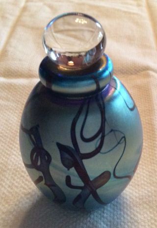 Eickholt 2001 Black Swirl Hand Blown Art Glass Perfume Bottle Signed Dated