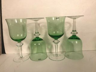 4 Denby Aurora Winterberry Green 12 Oz,  7 1/2 " Tall Water Goblets,  Or Lg Wine 2