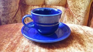Fiesta Fiestaware Sapphire Dark Blue Tea Cup And Saucer Minty