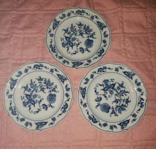 Vintage Blue Danube Onion Pattern 3 Dessert Plate Set 7 " Japan