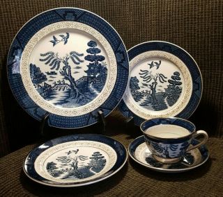 1 Place Setting Double Phoenix Blue Willow Ironstone Nikko Japan 2 - Bread,  Butter