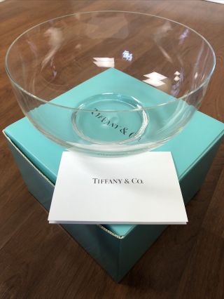 Tiffany & Co 10 " Crystal Large Salad Serving Bowl Signed In Signature Box
