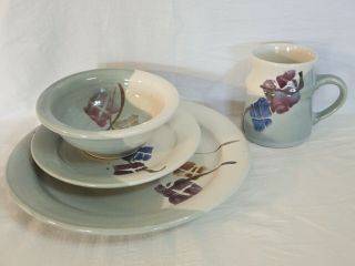 Kent Follette Signed Art Pottery Place Setting Cup/mug Bowl Salad & Dinner Plate