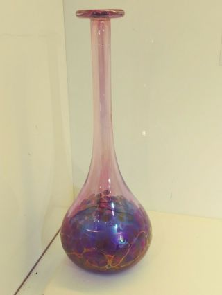 Robert Held Hand Made Art Glass 10.  5 " Vase Label & Engraved Signature