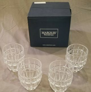 Set Of 4 Waterford Marquis Crystal Quadrata Double Old Fashion.