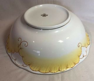 Vintage Large 15” Johnson Bros England Porcelain Hand Painted Wash Basin Yellow