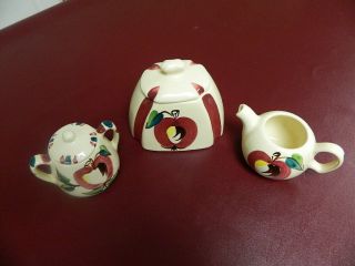 1940 ' s PURINTON Pottery Apple & Pear 5 pc.  Canister Cream & Sugar 3