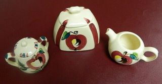 1940 ' s PURINTON Pottery Apple 5 pc.  Canister Cream & Sugar 2