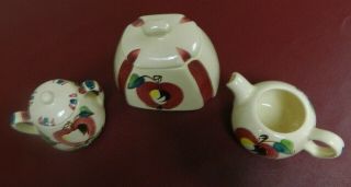 1940 ' s PURINTON Pottery Apple 5 pc.  Canister Cream & Sugar 3