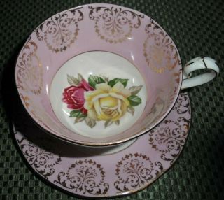 Queen Anne Yellow/red Roses With Pink And Gold 4892 Made In England
