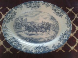 Johnson Brothers Coaching Scenes 14  Oval Hand Engraved Serving Plate