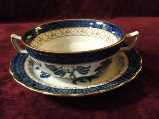 Vintage Booths Real Old Willow Cream Soup Cup & Saucer.  V.  Good Cond.