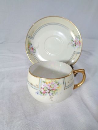 Meito China Cup And Saucer Hand Painted Japan Circa 1920 