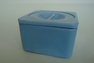 Vintage Square Delphite Blue Jeanette 4x4 Refrigerator Dish With Lid