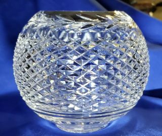 Waterford Crystal Glandore 5 " Rose Bowl Round Vase Signed Sparkling Diamond Cut