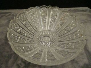 VINTAGE LARGE BOHEMIAN LEAD CRYSTAL BOWL HAND CUT QUEEN ' S LACE FLARED BOWL 10 
