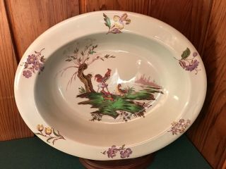 Wedgewood Etruria & Barlaston Mennecy England Vegetable Bowl Oval Rooster Signed