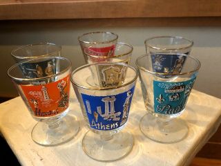 Vintage 1950s Cocktail Glasses Libbey World City Tumblers Retro Fun Set 7