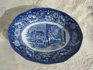 Liberty Blue Historic Colonial Scene Ironstone 9 " Oval Vegetable Bowl Minute Men