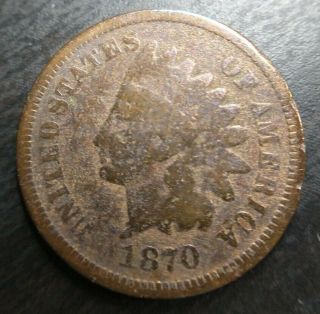 1870 Indian Head Cent Penny Vg Very Good Details Cleaned Early Date Starter Ihp