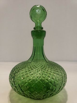 Vintage Retro 1960/70s Italian Empoli Emerald Green Glass Genie Bottle Decanter
