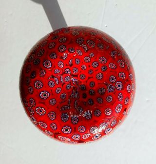 Fratelli Toso Murano Glass Bright Red Millefiori Miniature Vase 3