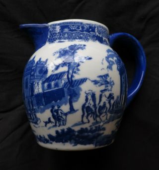 Vintage Victoria Ware Ironstone flo flow blue pitcher 5 1/4H 2