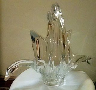 Vtg Vannes Crystal Abstract Centerpiece France Mid Century Art Glass Dazzling
