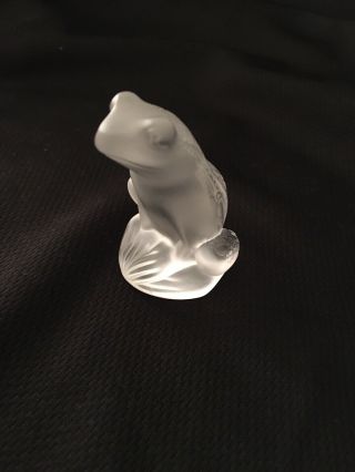 Authentic Vintage Signed Lalique Clear And Frosted Crystal Rainette Frog