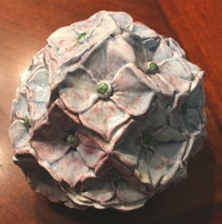 Vintage Covered Bowl Hand Painted Ceramic Hydrangea Flower Vietri Italy