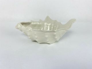 Vintage Italian Sea Shell Conch Porcelain Bowl White Beach Deco Italy 7.  5 "