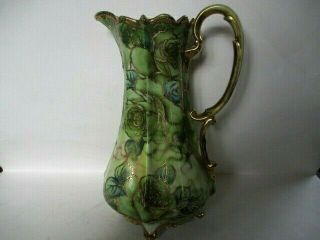 Vintage Nippon ?? Hand Painted Pitcher Gold Trimmed