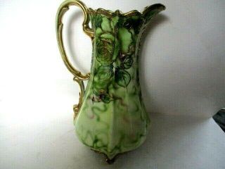Vintage Nippon ?? hand painted pitcher gold trimmed 2
