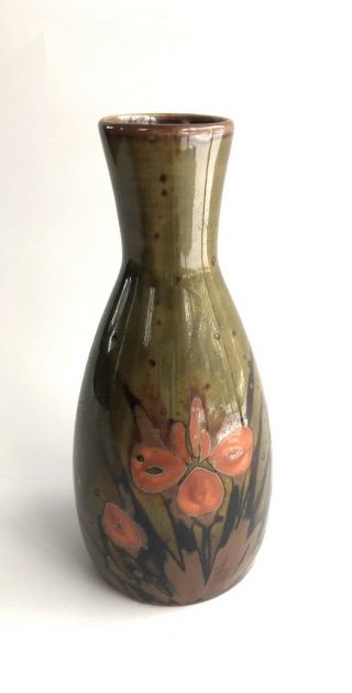 Hand Crafted Otagiri Vase Green With Orange Flower 2