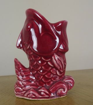 Vintage Shawnee Pottery Fish Vase Or Planter 5 " Usa Maroon With Gray Highlights