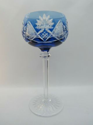 Val St Lambert Crystal Cobalt Blue Berncastel 7 - 1/8 " Wine Hock Cut To Clear