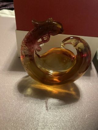 Tittot Amber Art Glass Liuli Serpent Wave Dragon Figure Decoration Nib