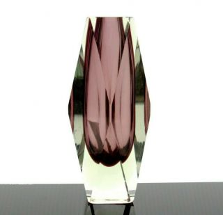 1960s Murano Sommerso Art Glass Faceted Space Age Block Vase By Campanella