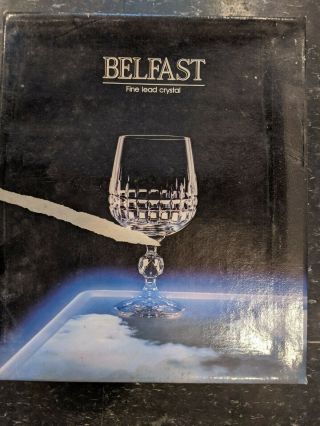 Set Of Six (6) Vintage Belfast Bohemia Cut Crystal Wine Goblets.  Czechoslovakia