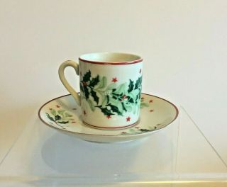 Vintage Neiman Marcus Demitasse Espresso Cup Saucer Christmas Made In Japan
