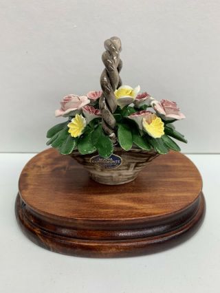 Vintage Capodimonte Nuova 3 - 1/2” Flower Basket Made In Italy