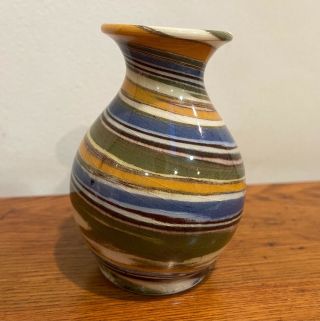 Desert Sands Bud Vase Hand - Turned Studio Art Pottery – Swirled Multi - Color - 4.  5”