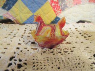 Boyd Art Glass Early Covered Chick Salt Thanksgiving 1985