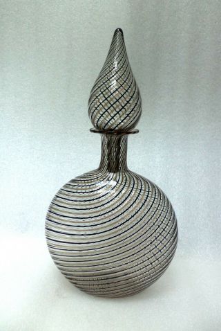 Murano Venetian Fratelli Toso Filigrana Art Glass Bottle Vase