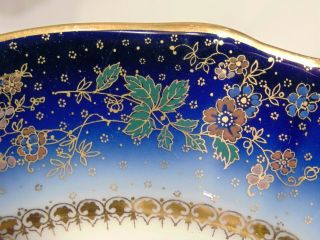 M Redon Limoges France Cobalt Blue Gold Cabinet Plate Floral Sprays 3