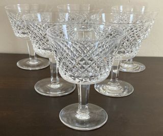 Vintage Signed Waterford Set Of 6 Alana Cut Crystal Champagne / Liquor Glass