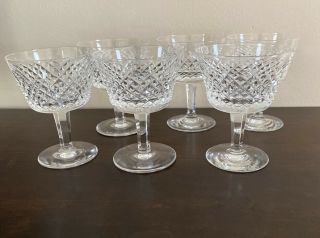 Vintage Signed Waterford Set Of 6 Alana Cut Crystal Champagne / Liquor Glass 2