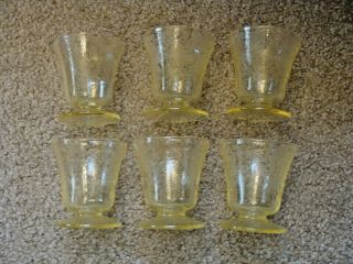 Vintage Hazel Atlas Florentine 2 Yellow Depression Glass Juice Tumblers Set Of 6