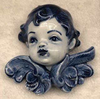 Delft Holland Pottery Hand Painted Blue & White Cherub Angel Ornament