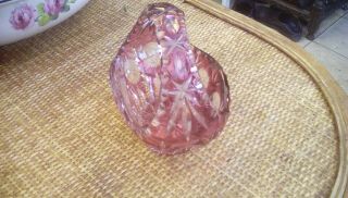 Vintage Bohemian Red Cranberry Art Glass Crystal Basket 3